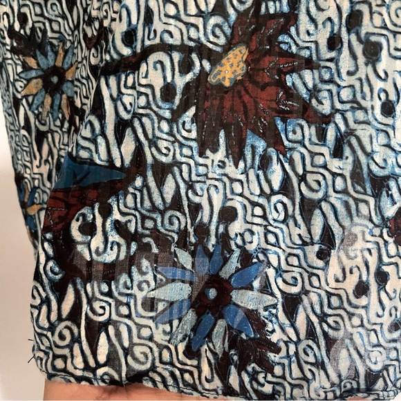 Ulla Johnson Blue print bohemian summer cotton top size 8 preowned - Picture 3 of 8
